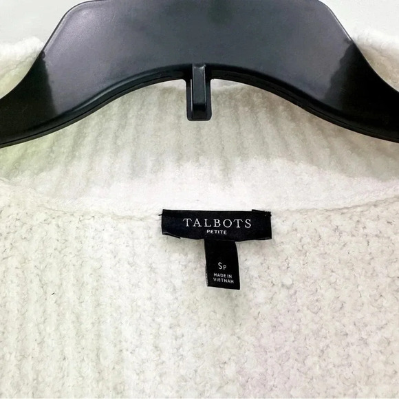 Talbots Boucle Half-Zip Pullover Breton Stripe Fuzzy Sweater Size Small Petite - Picture 7 of 7